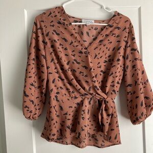 Brown/Mauve quarter length sleeve top